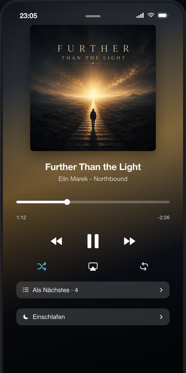 ListPlayer Player mit cover-basierter Farbgebung, Warteschlange und AirPlay