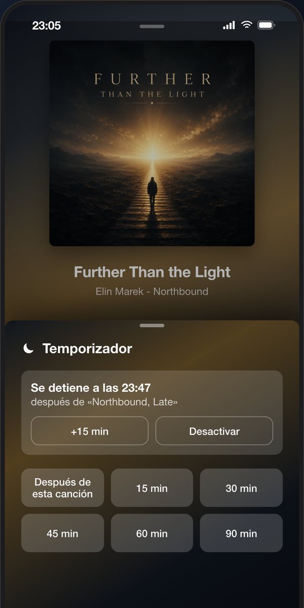 Temporizador de ListPlayer con la hora de parada y la canción con la que termina la música